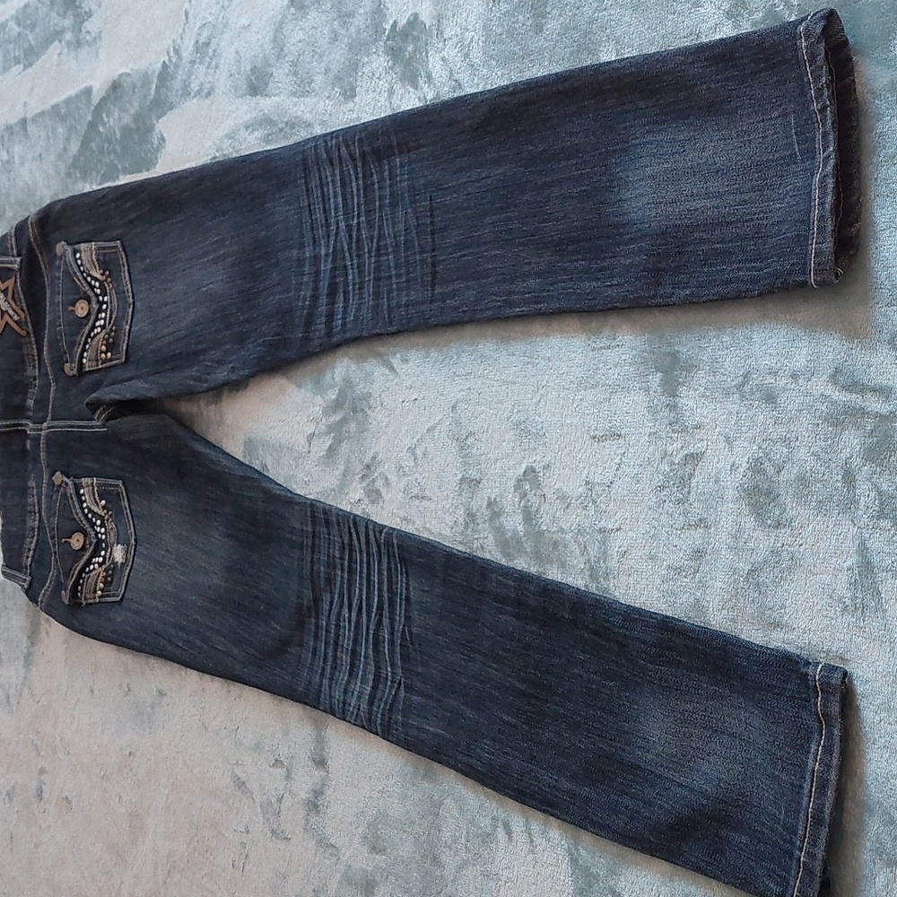 Almost Famous Dark Blue Distressed Skinny Jeans Size 9